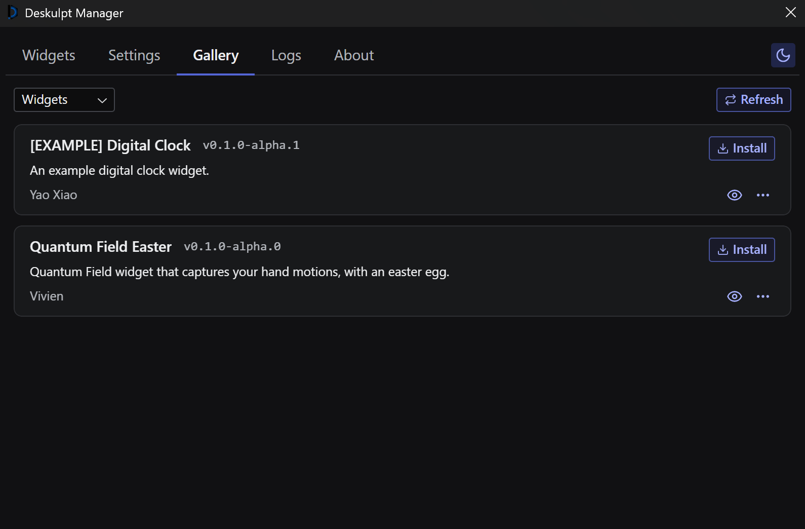 Manager Interface - Gallery